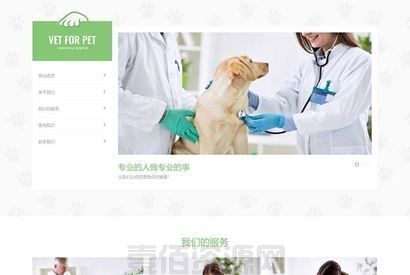 (自适应手机版)绿色清爽的宠物门诊医院织梦网站模板 大气简洁